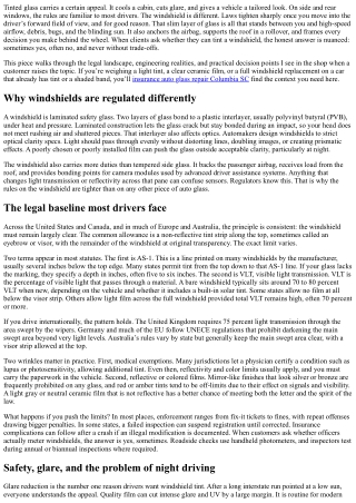 Tinted Windshields: Legal and Safety Considerations