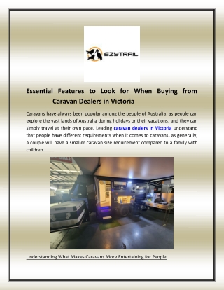 Essential Features to Look for When Buying from Caravan Dealers in Victoria