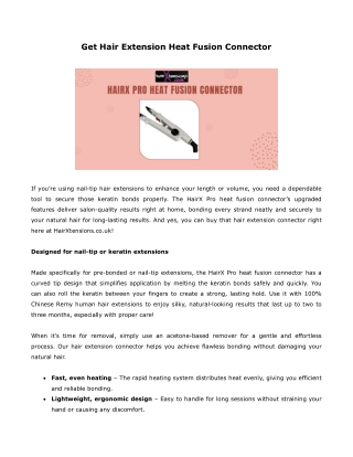 Get Hair Extension Heat Fusion Connector