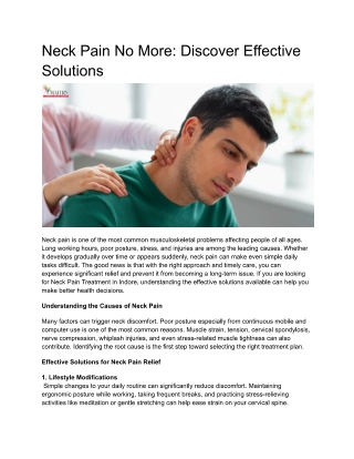 Neck Pain No More Discover Effective Solutions