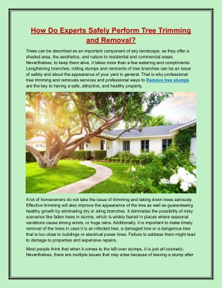 How Do Experts Safely Perform Tree Trimming and Removal?