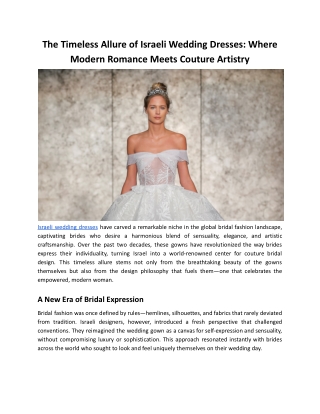 The Timeless Allure of Israeli Wedding Dresses