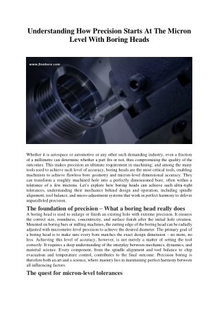 Understanding How Precision Starts At The Micron Level With Boring Heads