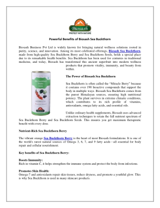 Powerful Benefits of Biosash Sea Buckthorn