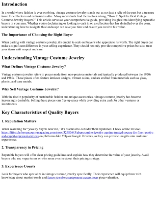 “How to Spot the Best Vintage Costume Jewelry Buyers”