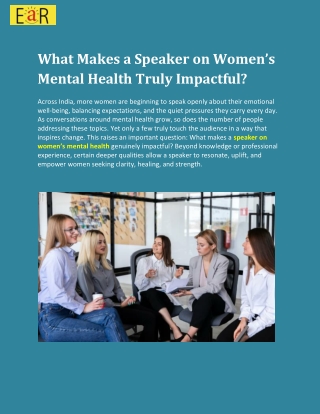 What Makes a Speaker on Women’s Mental Health Truly Impactful