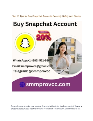 Top 13 Tips for Buy Snapchat Accounts Securely Safely And Quicky