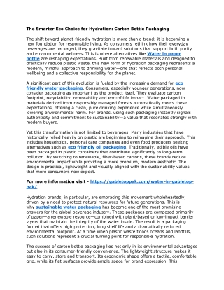 The Smarter Eco Choice for Hydration - Carton Bottle Packaging