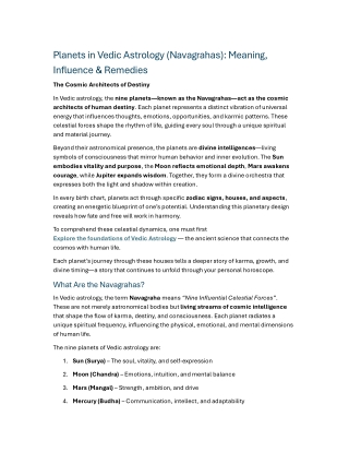 Understanding the Nine Planets (Navagrahas) in Vedic Astrology – Rajveer Patel