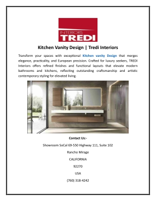Kitchen Vanity Design Tredi Interiors