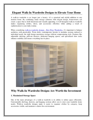 Elegant Walk-In Wardrobe Designs to Elevate Your Home