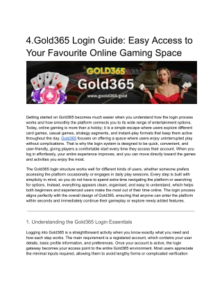 Gold365 Login Guide: Easy Access to Your Favourite Online Gaming Space