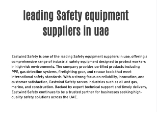 safety equipment suppliers in dubai