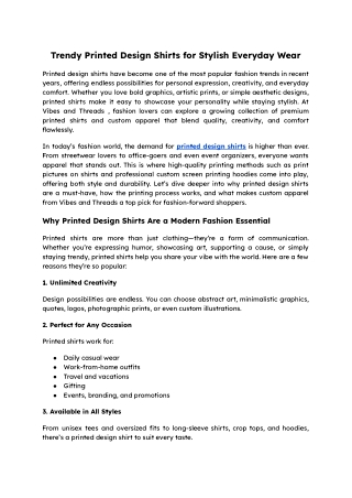 Trendy Printed Design Shirts for Stylish Everyday Wear