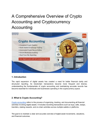 A Comprehensive Overview of Crypto Accounting and Cryptocurrency Accounting