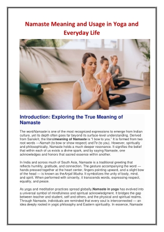 Namaste Meaning and Usage in Yoga and Everyday Life