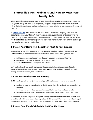 Pest Problems and How to Keep Your Family Safe