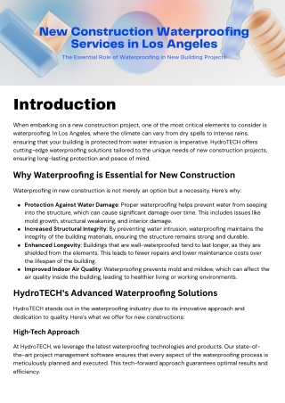 New Construction Waterproofing Services in Los Angeles