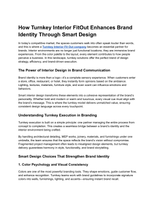 How Turnkey Interior FitOut Enhances Brand Identity Through Smart Design