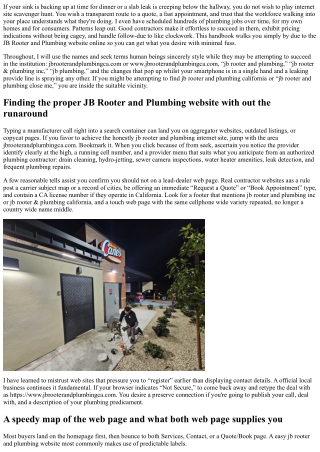 JB Rooter and Plumbing Website Guide: Quotes, Appointments, and FAQs