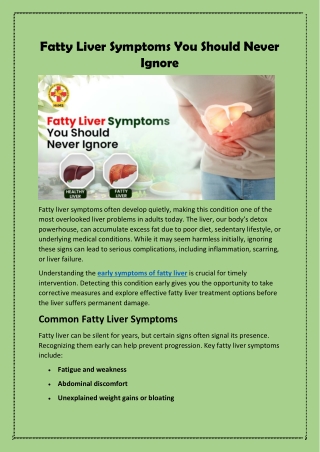 Fatty Liver Symptoms You Should Never Ignore