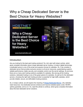 Why a Cheap Dedicated Server is the Best Choice for Heavy Websites_