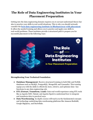 The Role of Data Engineering Institutes in Your Placement Preparation