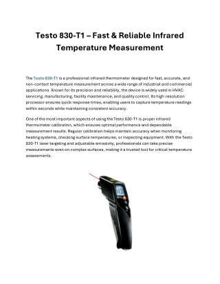 Testo 830-T1 Infrared Thermometer for Accurate Temperature Checks