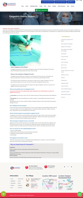 Epigastric Hernia Treatment in Sarjapur Road, HSR Layout