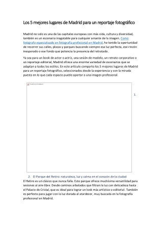 Los 5 mejores lugares de Madrid para un reportaje fotográfico
