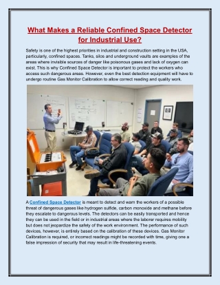 What Makes a Reliable Confined Space Detector for Industrial Use?