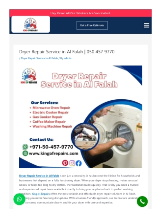 Dryer Repair Service in Al Falah by King of Repairs