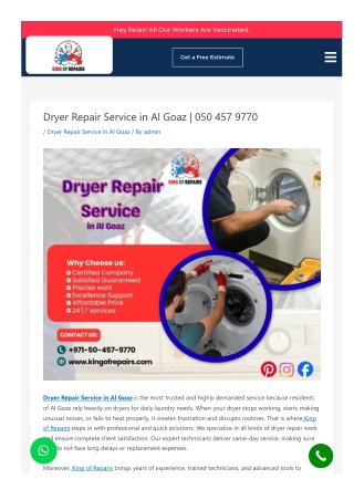Dryer Repair Service in Al Goaz by King of Repairs