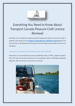 Everything You Need to Know About Transport Canada Pleasure Craft Licence Renewal