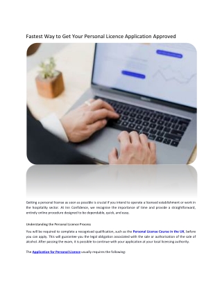 Fastest Way to Get Your Personal Licence Application Approved