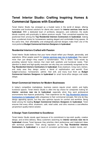 Tenet Interior Studio_ Crafting Inspiring Homes & Commercial Spaces with Excellence