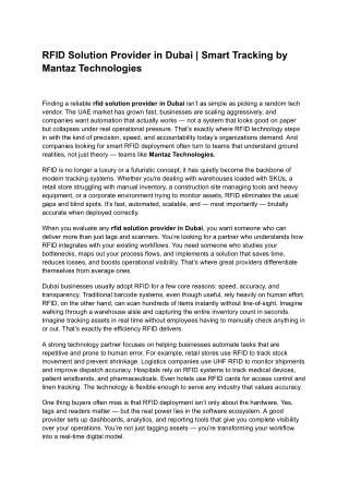 RFID Solution Provider in Dubai | Smart Tracking by Mantaz Technologies