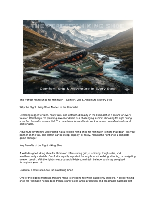 Best Hiking Shoe for Himmaleh | Durable, Comfortable & Weather-Ready Trekking Fo