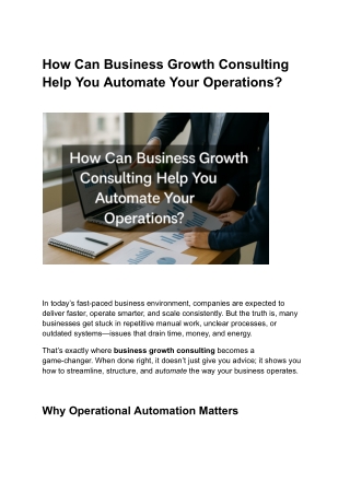 How Can Business Growth Consulting Help You Automate Your Operations