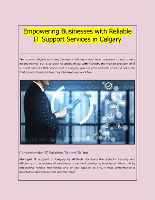 Empowering Businesses with Reliable IT Support Services in Calgary