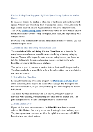 Kitchen Sliding Door Singapore new