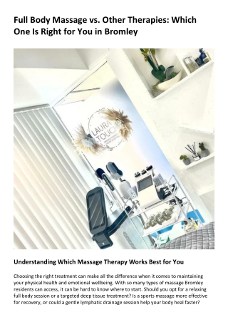 Full Body Massage vs. Other Therapies Which One Is Right for You in Bromley