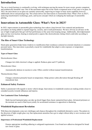 Innovations in Automobile Glass: What’s New in 2023?