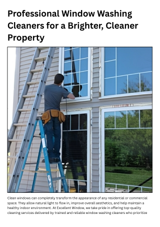 Why You Need Experienced Window Washing Cleaners Today