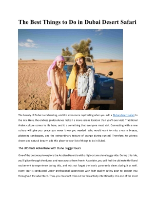 The Best Things to Do in Dubai Desert Safari