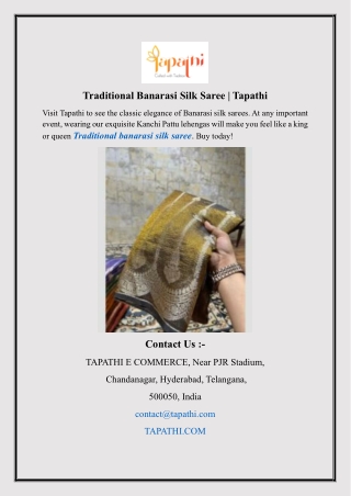 Traditional Banarasi Silk Saree | Tapathi