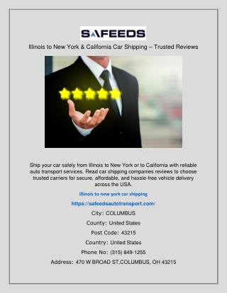 Illinois to New York & California Car Shipping – Trusted Reviews