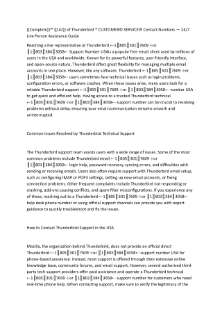 How to Speak at Thunderbird USA Contact Numbers: Support A Full Guide