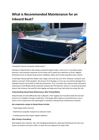 What is Recommended Maintenance for an Inboard Boat