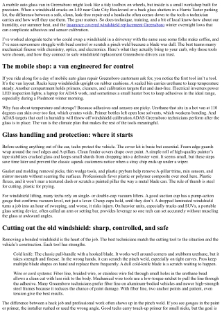 Mobile Auto Glass Repair in Greensboro: What Tools Do Technicians Use?